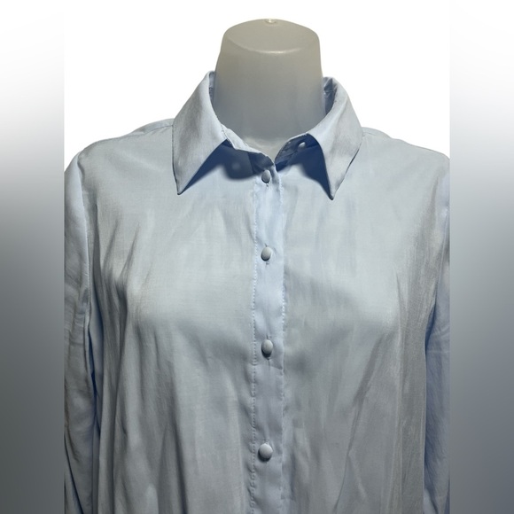 Zara Blouse with Lined Buttons Sky Blue Size Small - Picture 7 of 9